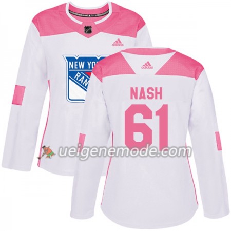 Dame Eishockey New York Rangers Trikot Rick Nash 61 Adidas 2017-2018 Weiß Pink Fashion Authentic